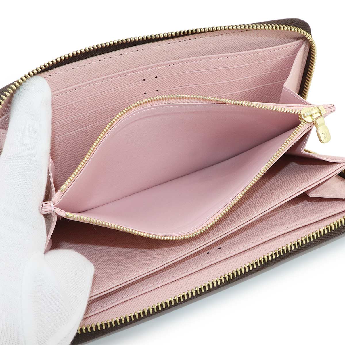 Damier Zippy Wallet Ebene Rose Ballerine N60046