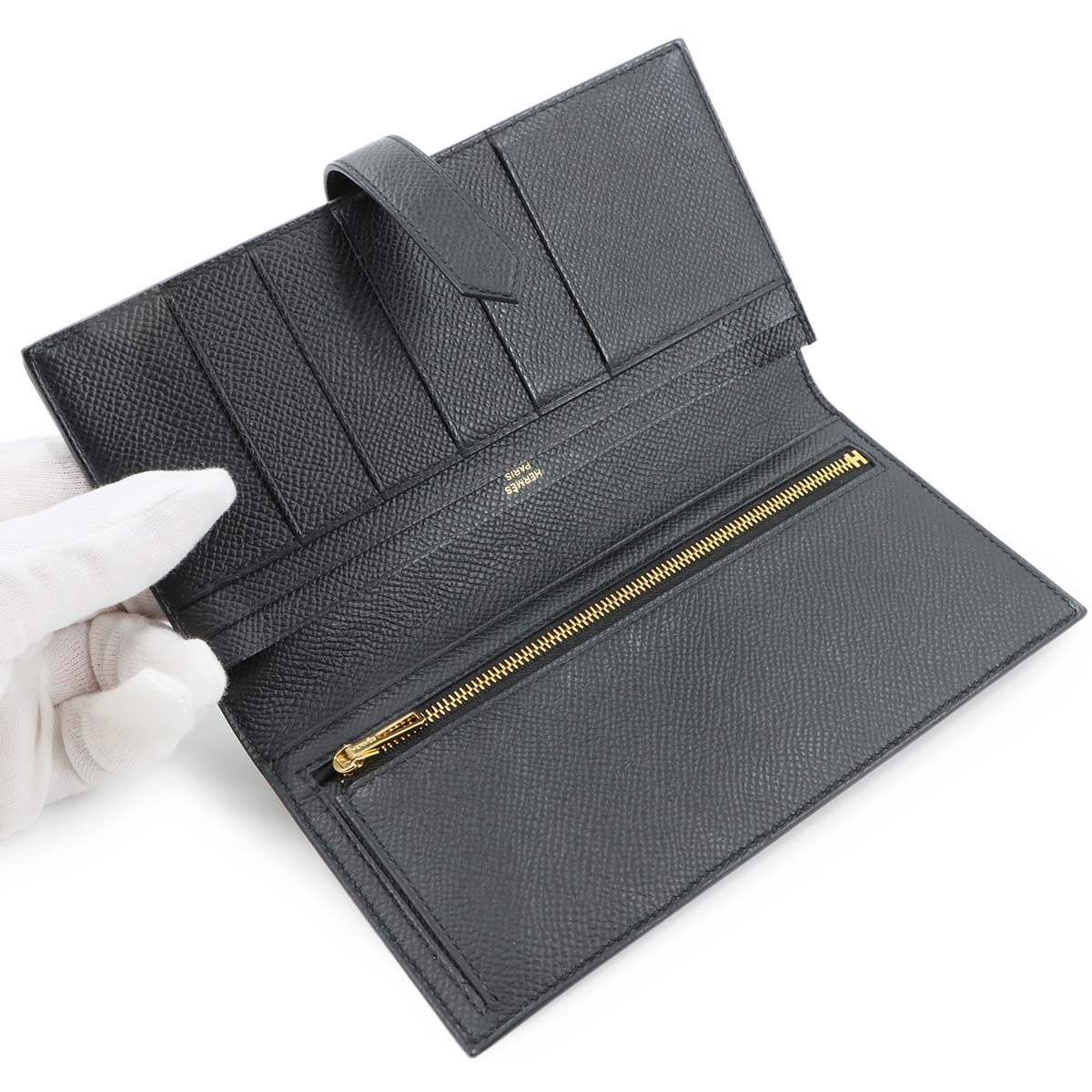 Bearn Soufflet Long Wallet Epsom Black Purse D