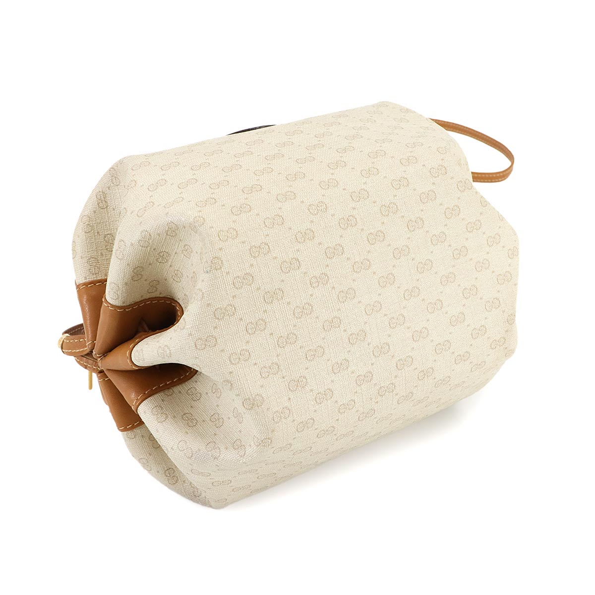 Micro GG Shoulder Bag PVC Leather Beige Brown Vintage