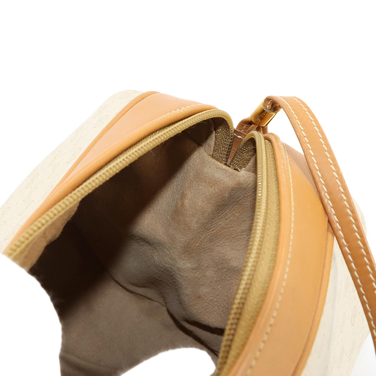 Micro GG Shoulder Bag PVC Leather Beige Brown Vintage