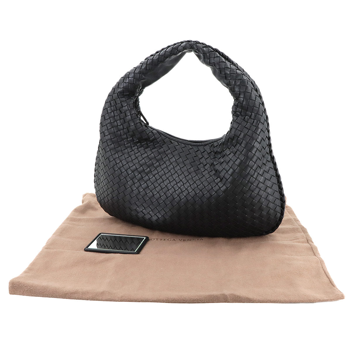 Intrecciato Shoulder Bag Leather Black 115653