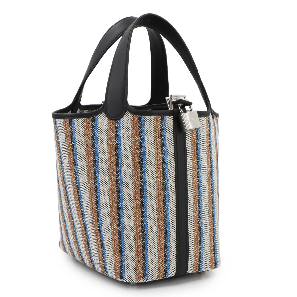 Picotin Lock PM Couverture Toile H Swift Black Ecru Fauve