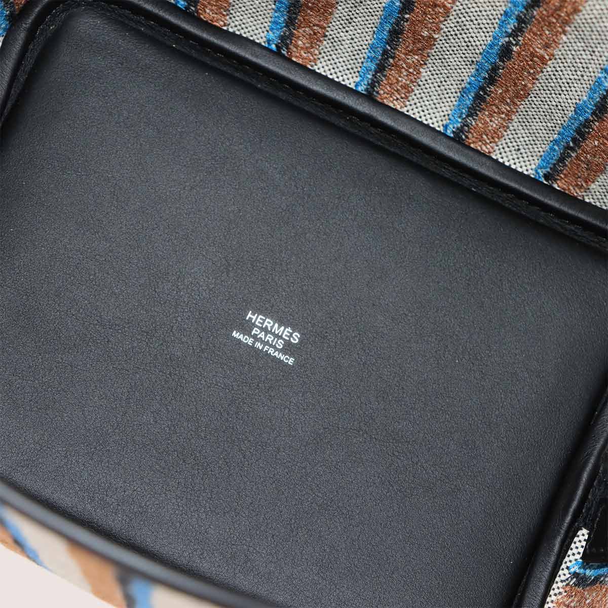 Picotin Lock PM Couverture Toile H Swift Black Ecru Fauve