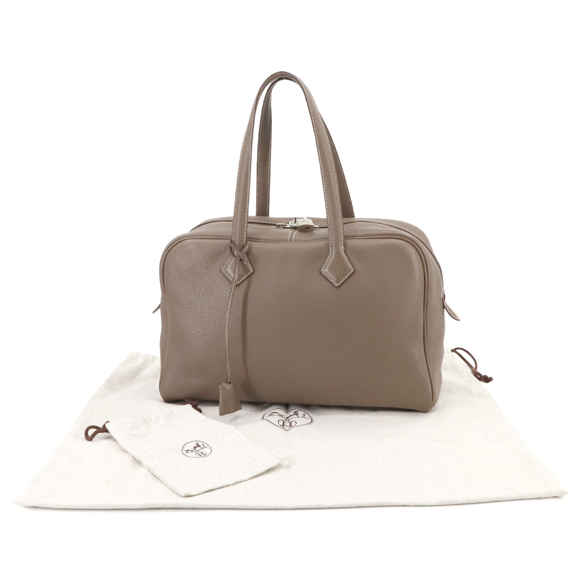 Victoria2 35 Hand Bag Taurillon Clemence Etoupe Purse