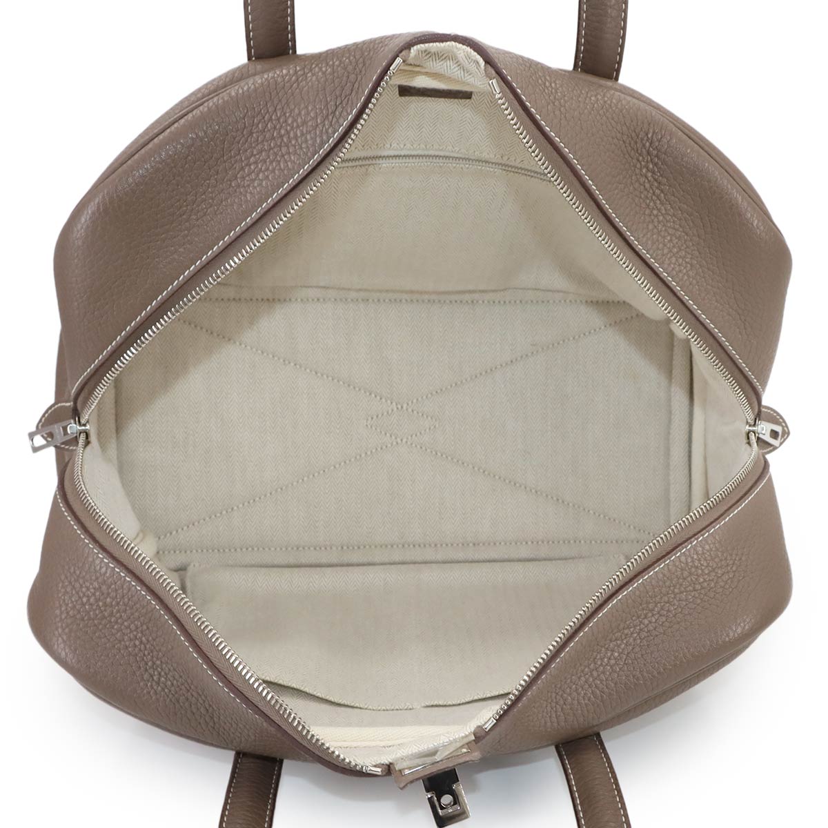 Victoria2 35 Hand Bag Taurillon Clemence Etoupe Purse