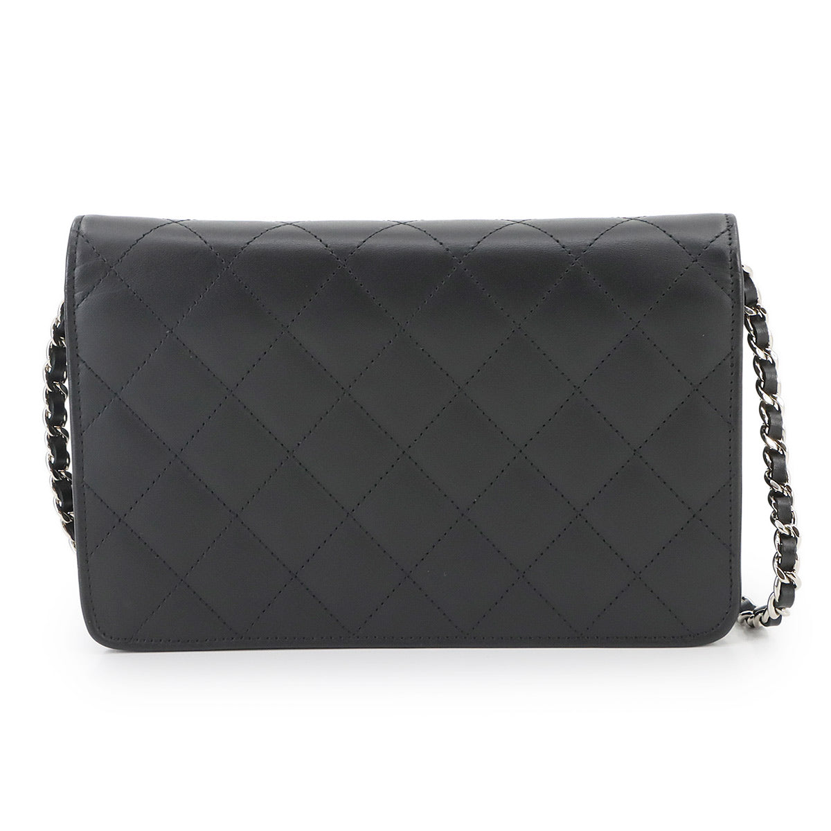 Cambon Line Chain Long Wallet Leather Enamel Black A46646