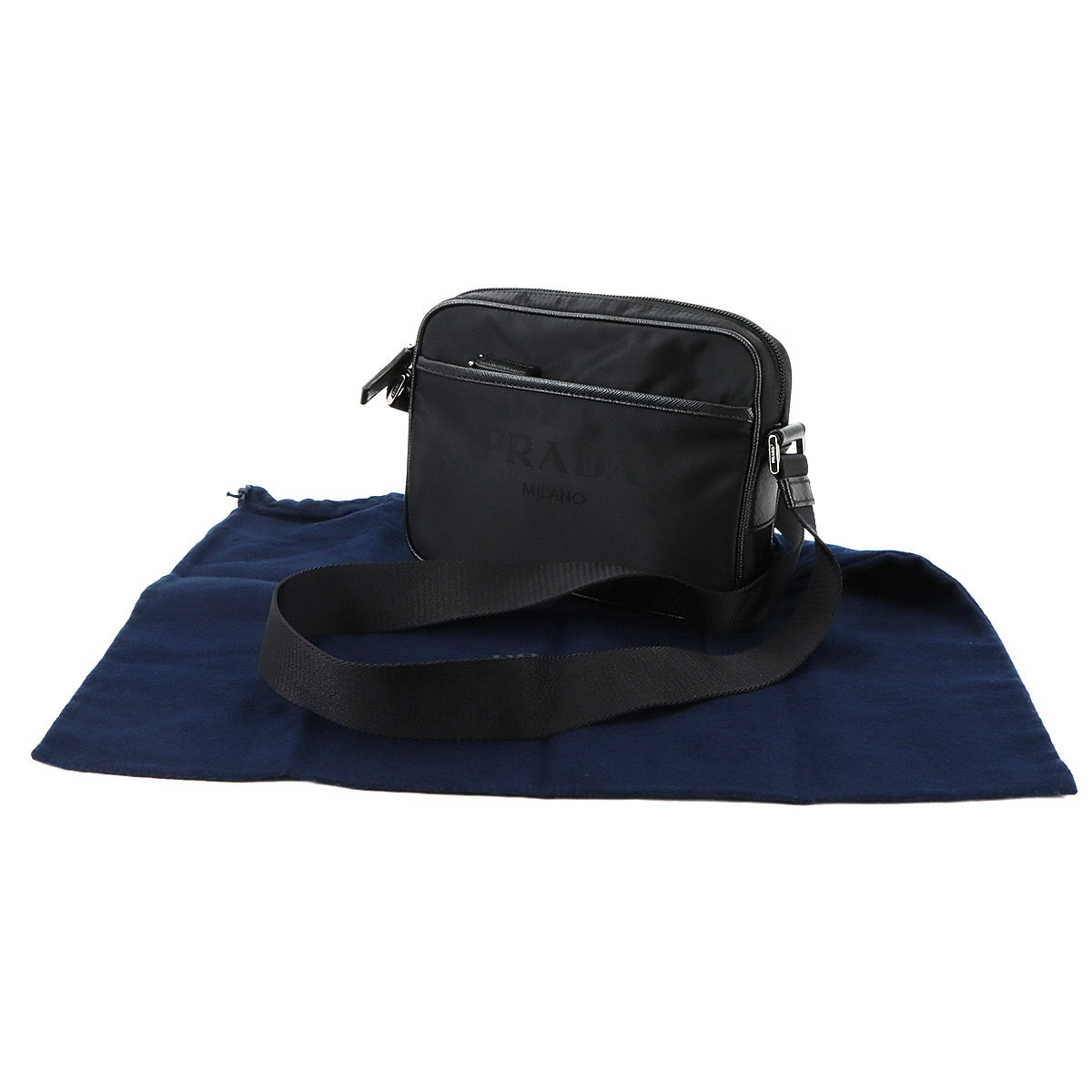 Shoulder Bag Nylon Leather Nero Black 2VH144 Purse