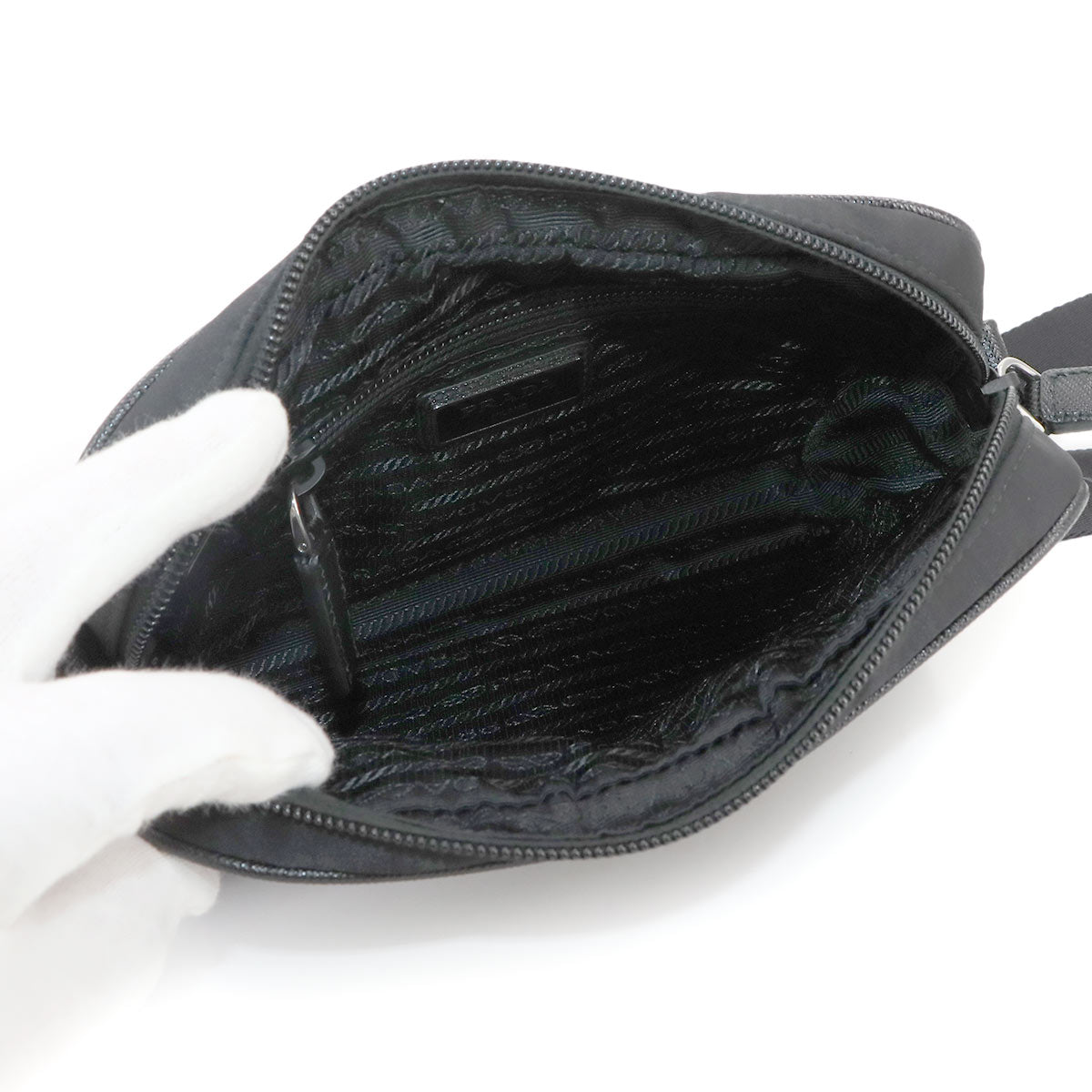 Shoulder Bag Nylon Leather Nero Black 2VH144 Purse