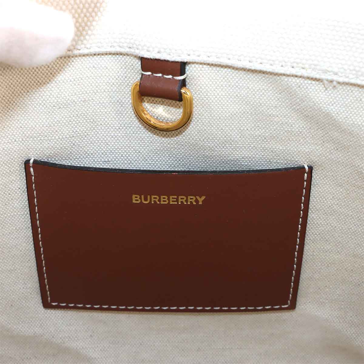 Mini Flare Tote Shoulder Bag Canvas Leather Natural Tan