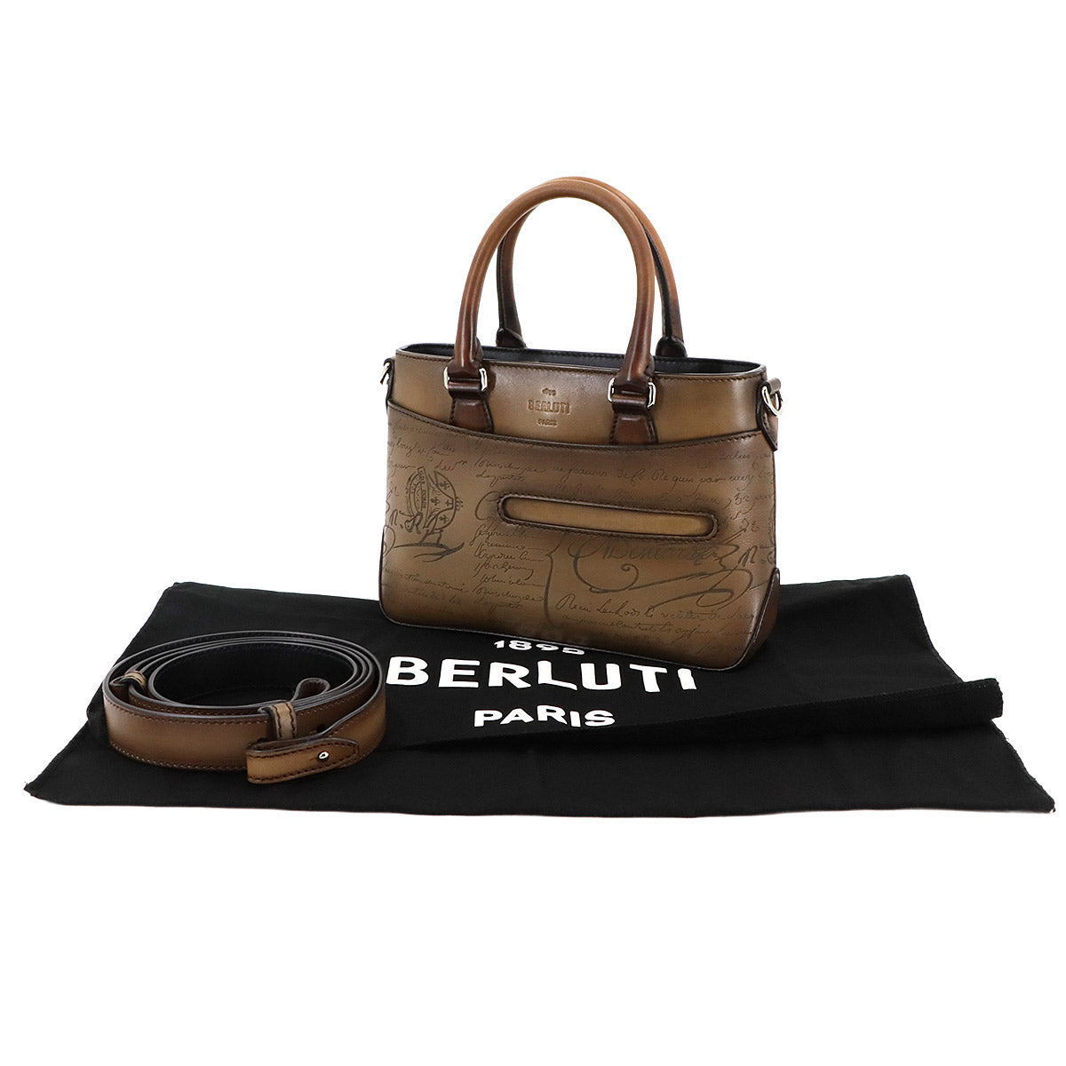 Calligraphy Toujours Gulliver Tote Shoulder Bag Leather Brown