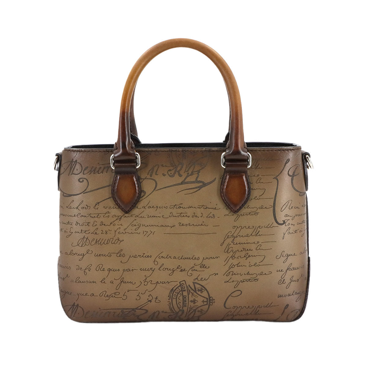 Calligraphy Toujours Gulliver Tote Shoulder Bag Leather Brown