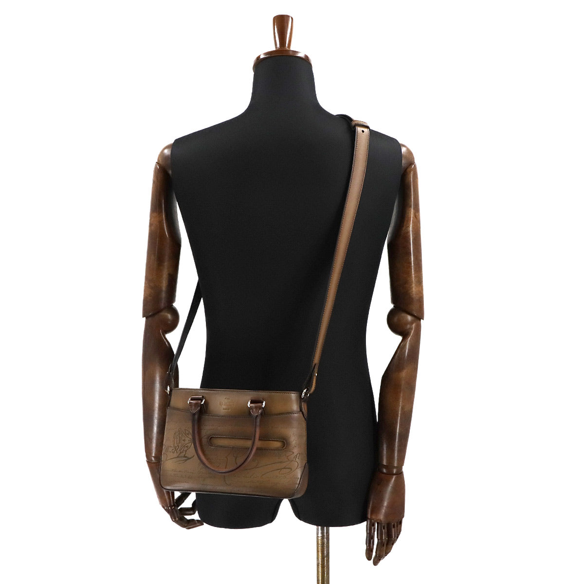 Calligraphy Toujours Gulliver Tote Shoulder Bag Leather Brown