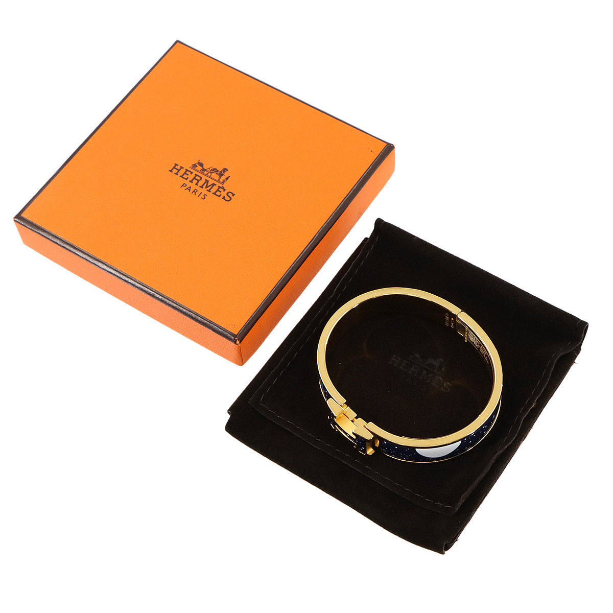 Clic H PM Bangle Bracelet Navy Space Derby Gold Accessory