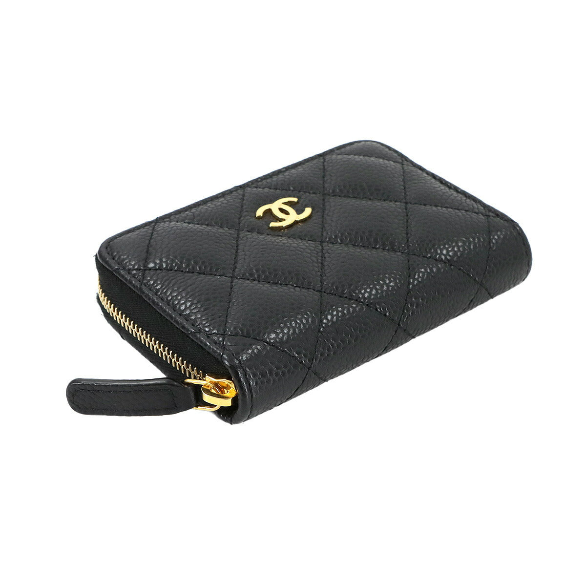 Matelasse Coin Case Purse Leather Black AP0216