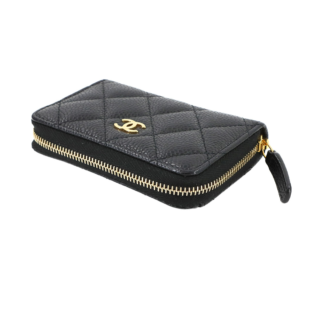 Matelasse Coin Case Purse Leather Black AP0216