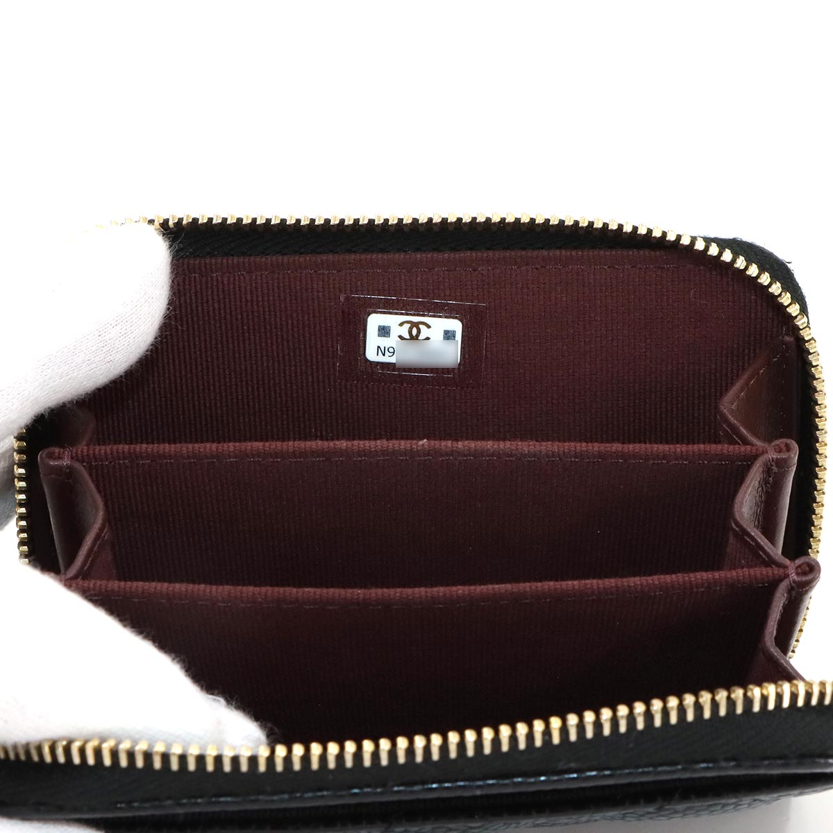 Matelasse Coin Case Purse Leather Black AP0216