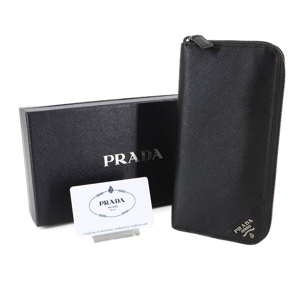 Zipped Around Long Wallet Saffiano Leather Nero 2ML317