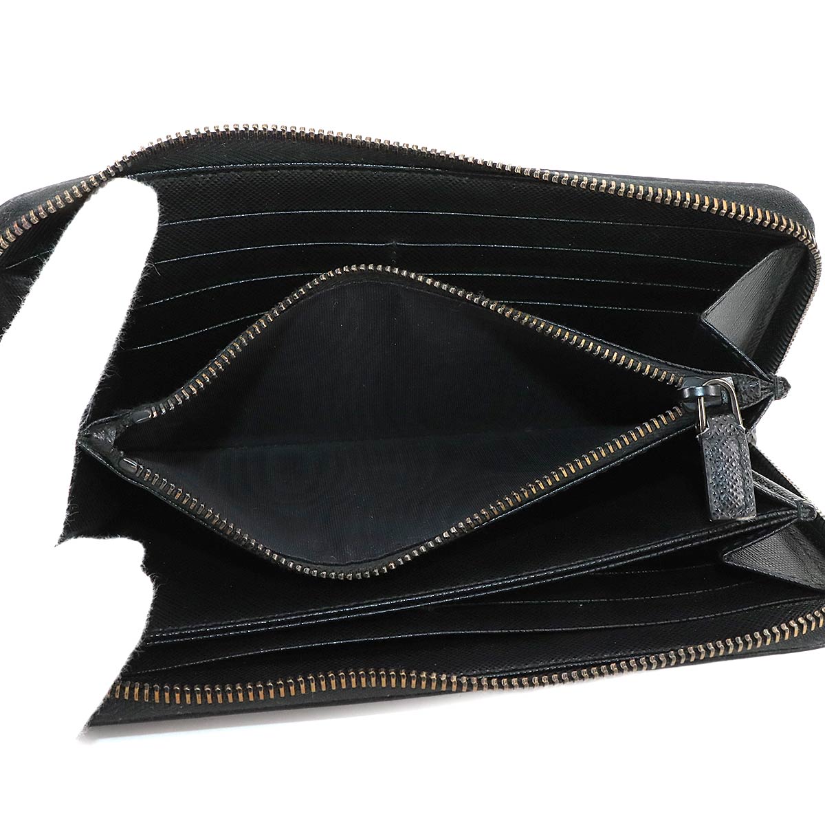 Zipped Around Long Wallet Saffiano Leather Nero 2ML317