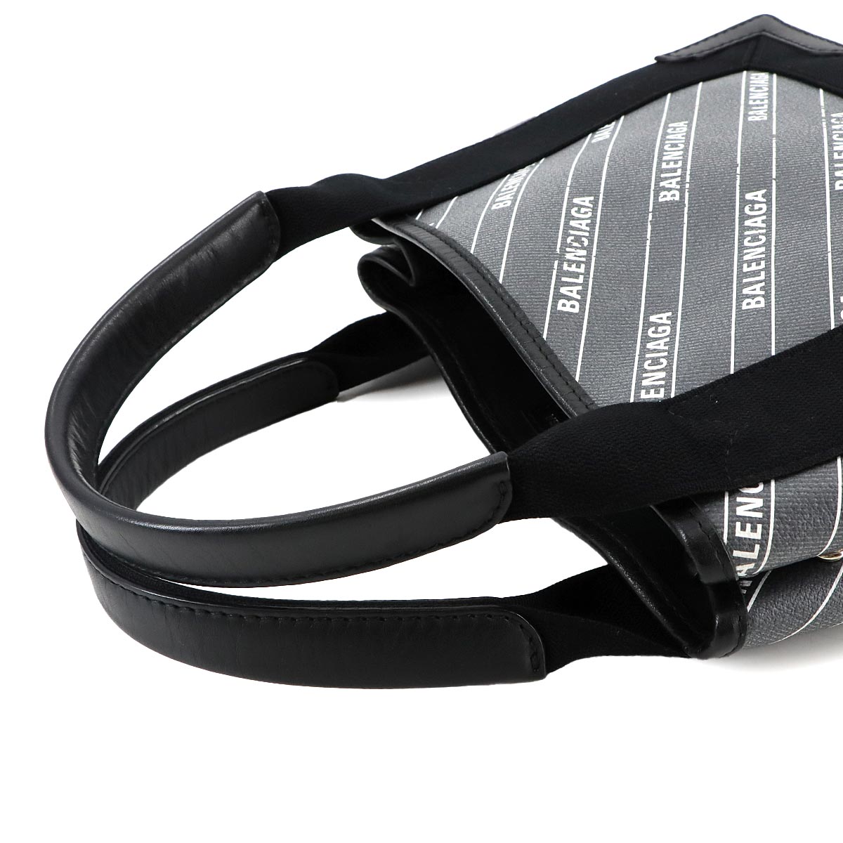 Navy XS Cabas Tote Bag PVC Leather Gray Black 390346