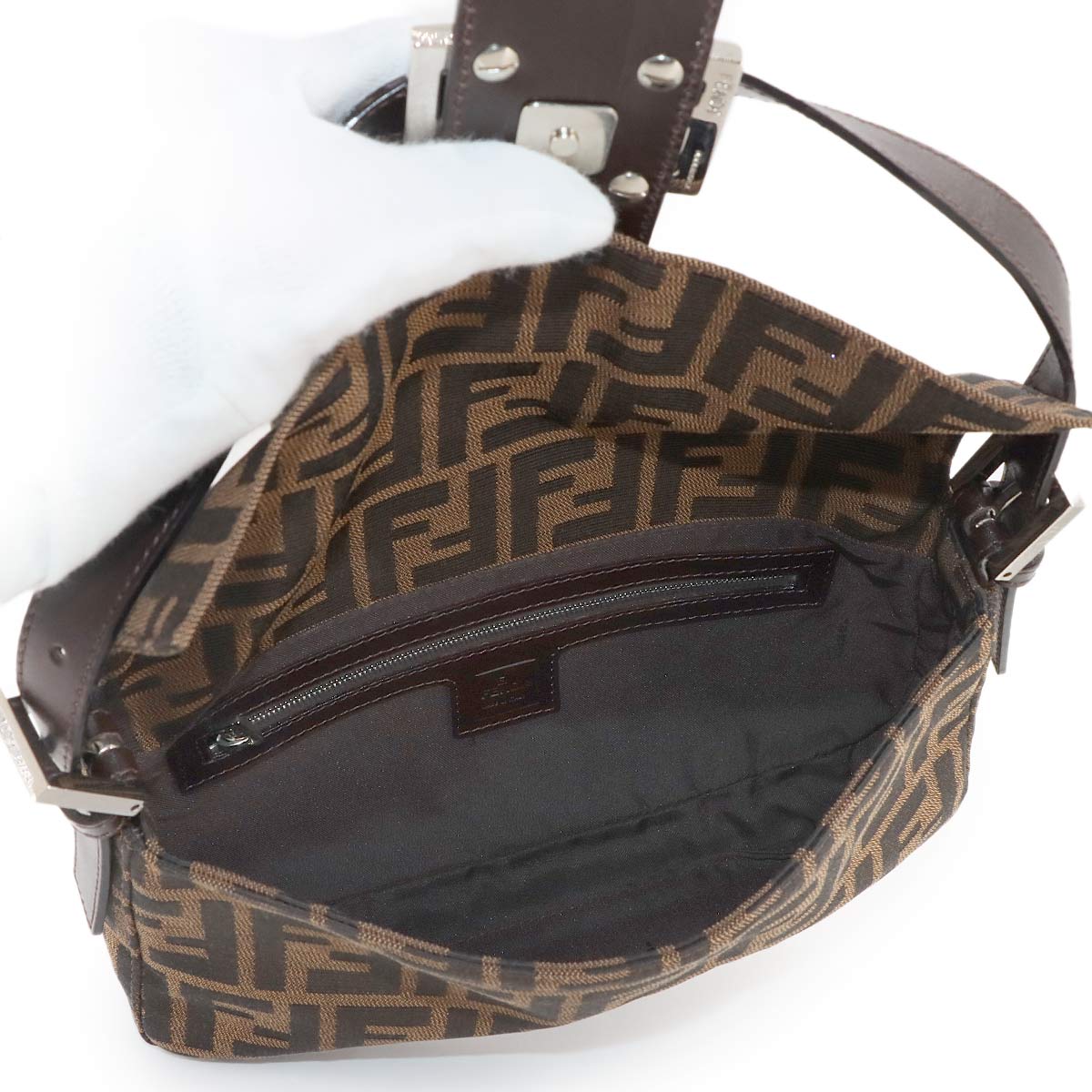 Zucca Mamma Baguette Shoulder Bag Canvas Leather Brown 26424