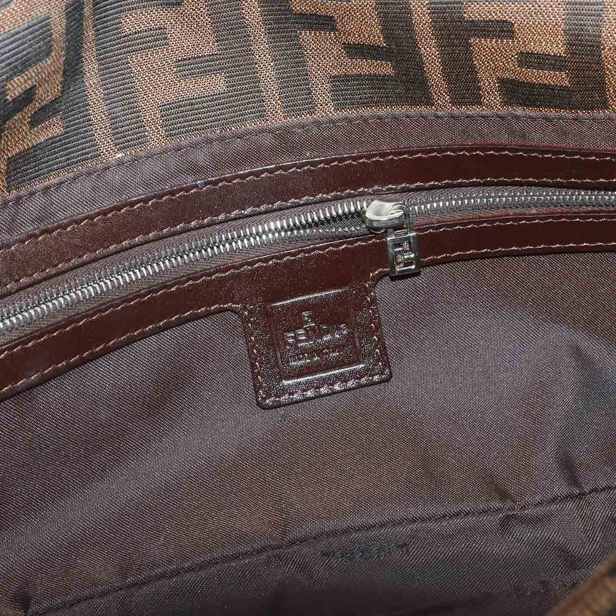 Zucca Mamma Baguette Shoulder Bag Canvas Leather Brown 26424