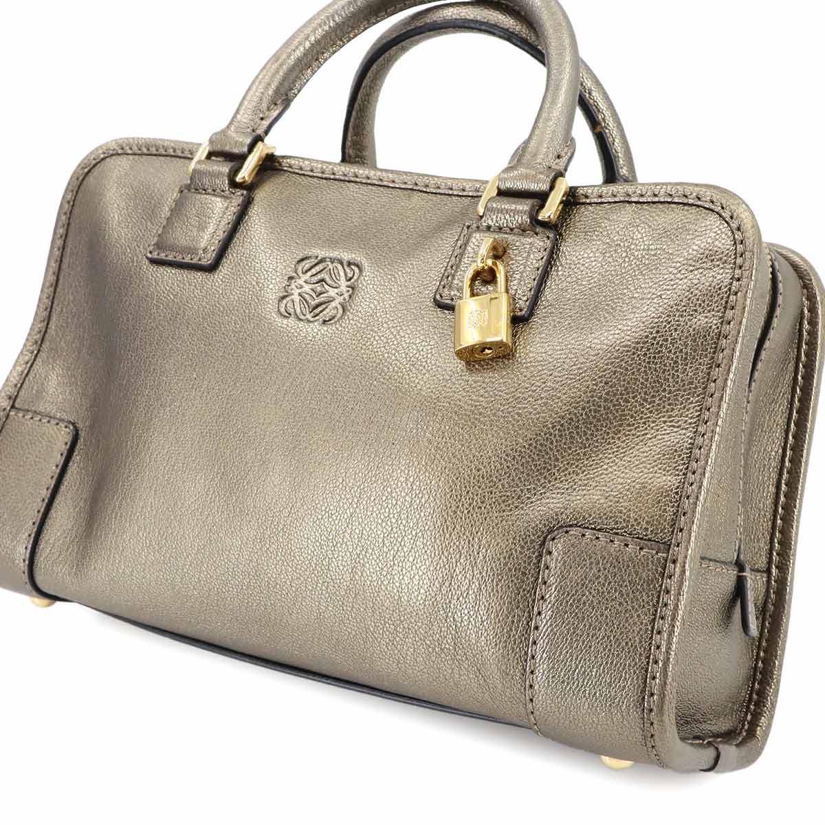 Amazona 23 Hand Bag Leather Gold Purse Anagram