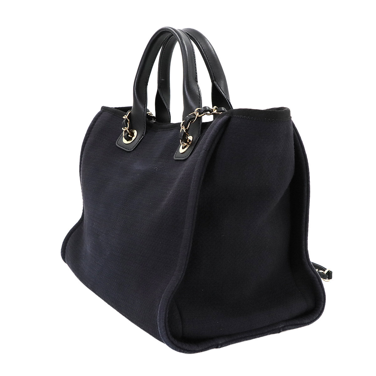 Deauville Small Shopping Tote Chain Shoulder Bag Navy AS3257