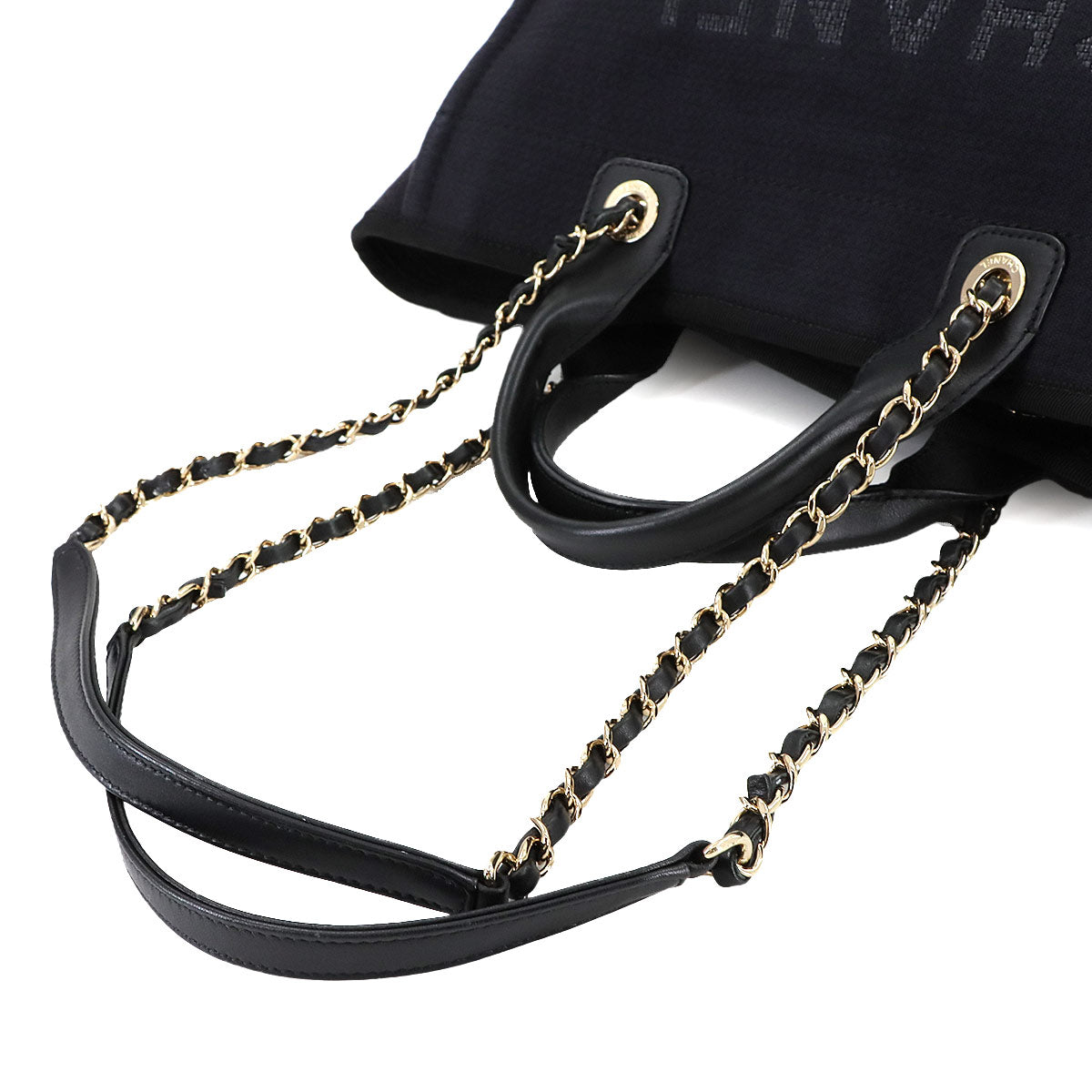 Deauville Small Shopping Tote Chain Shoulder Bag Navy AS3257