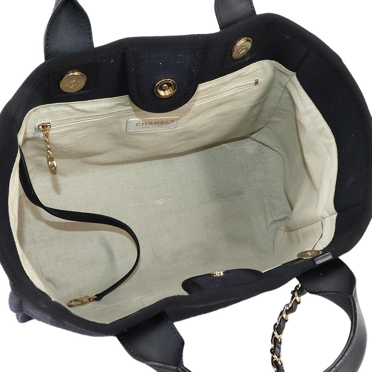 Deauville Small Shopping Tote Chain Shoulder Bag Navy AS3257