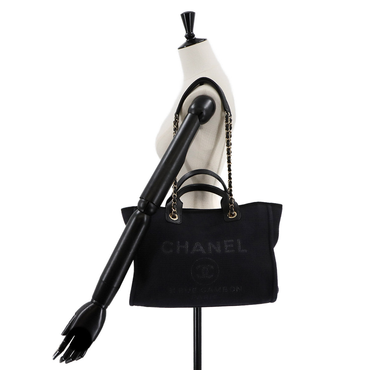 Deauville Small Shopping Tote Chain Shoulder Bag Navy AS3257