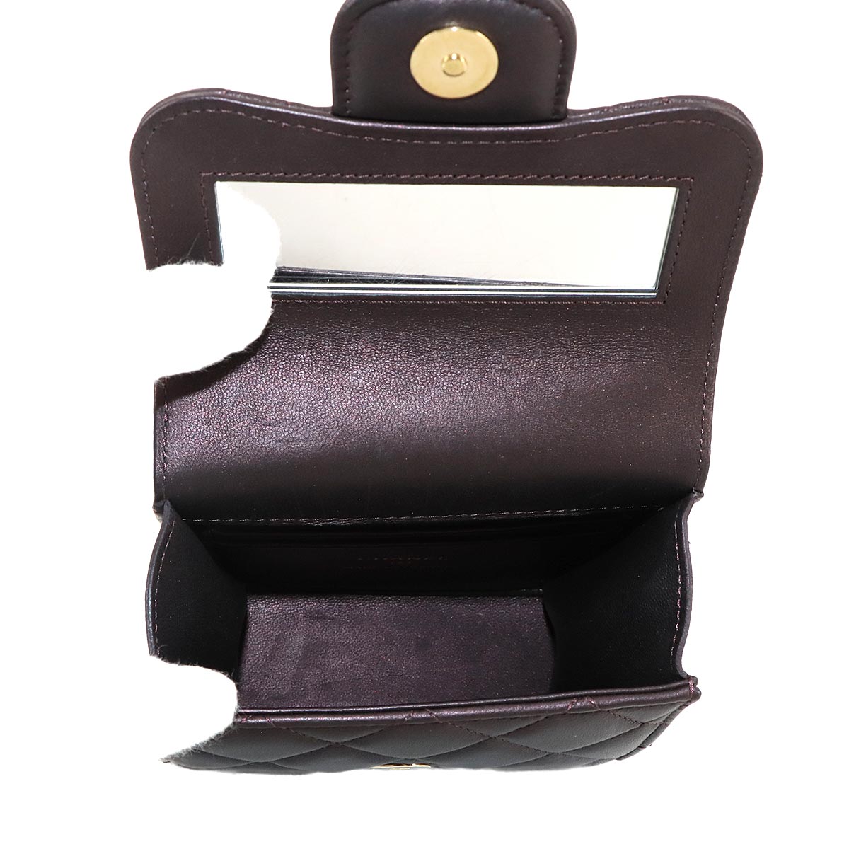 Top Handle Mini Flap Bag with Chain Leather Purple AP2682