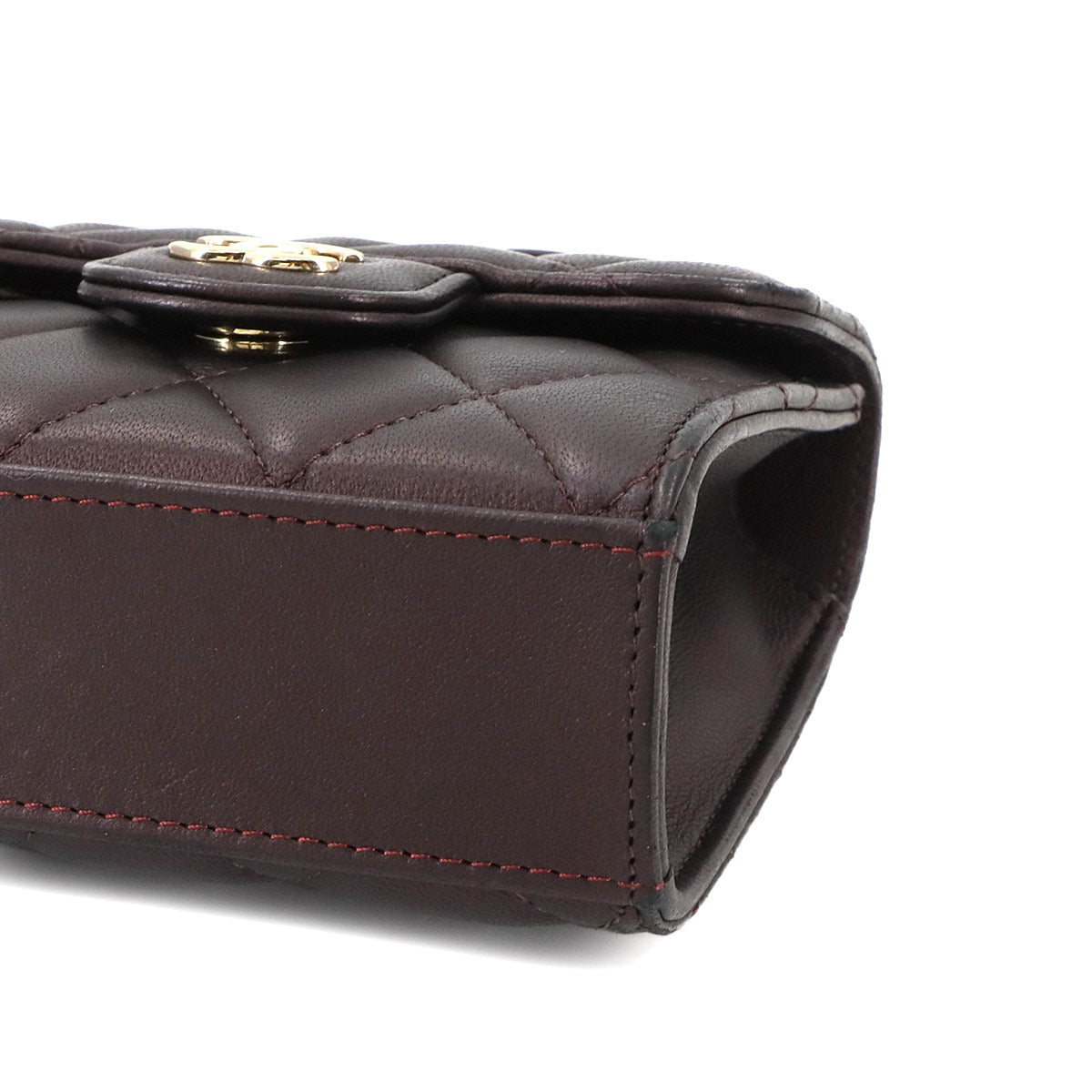 Top Handle Mini Flap Bag with Chain Leather Purple AP2682