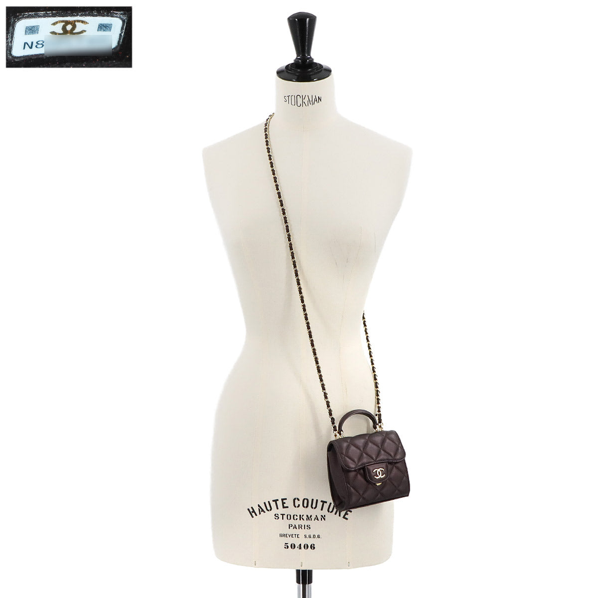 Top Handle Mini Flap Bag with Chain Leather Purple AP2682