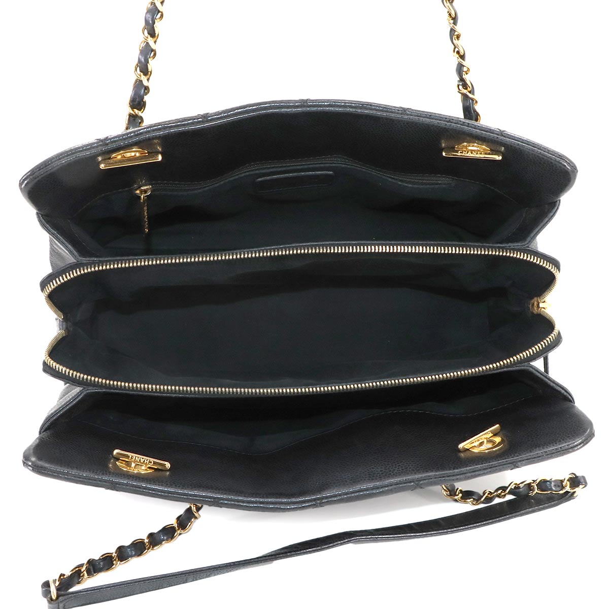 CC Timeless Soft Quilted Leather Shopping Tote Bag Black A67294