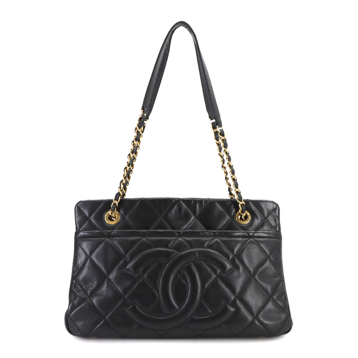 CC Timeless Soft Quilted Leather Shopping Tote Bag Black A67294