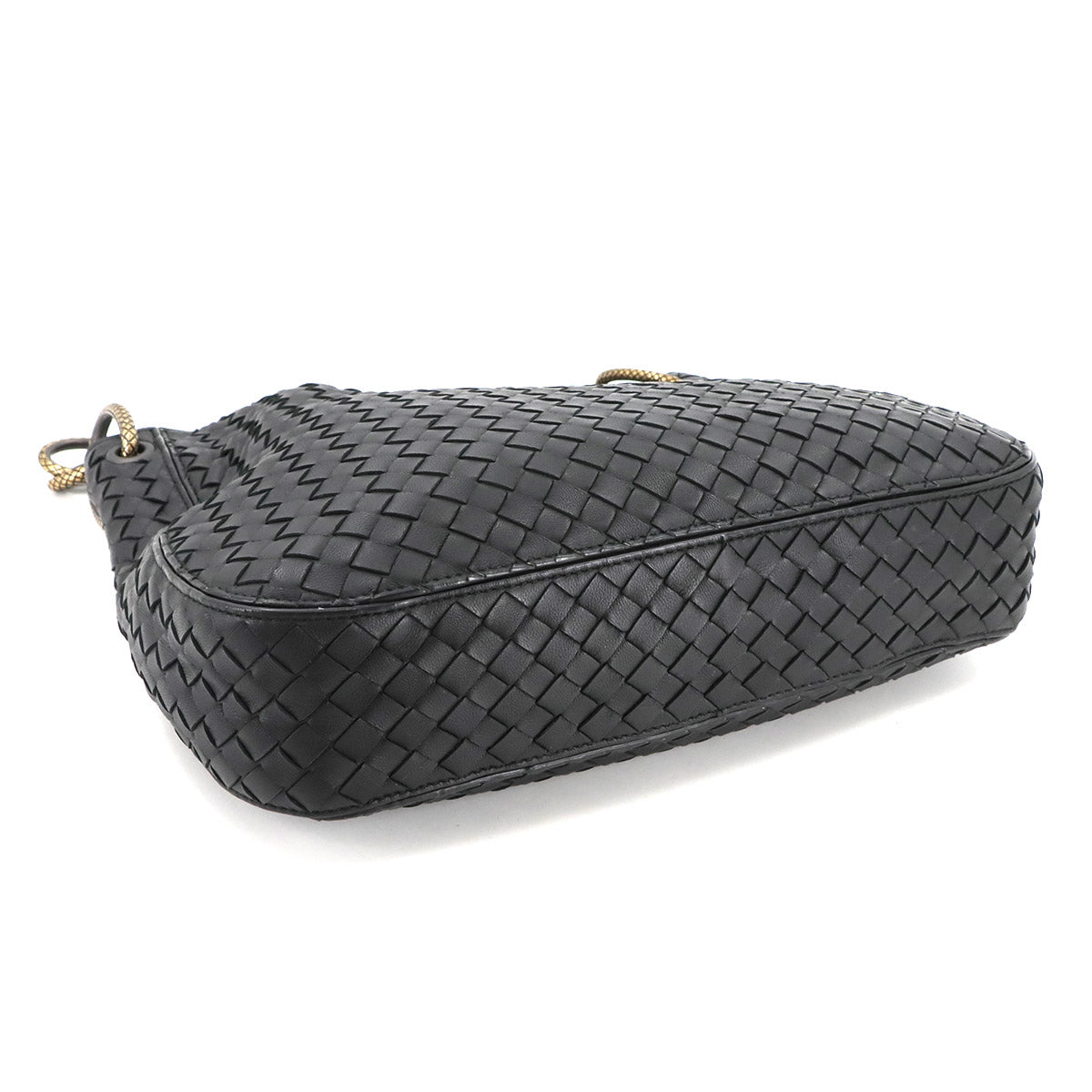 Intrecciato Loop Hobo Shoulder Bag Leather Black 494119