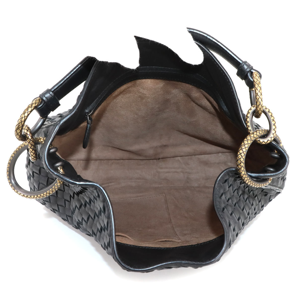 Intrecciato Loop Hobo Shoulder Bag Leather Black 494119