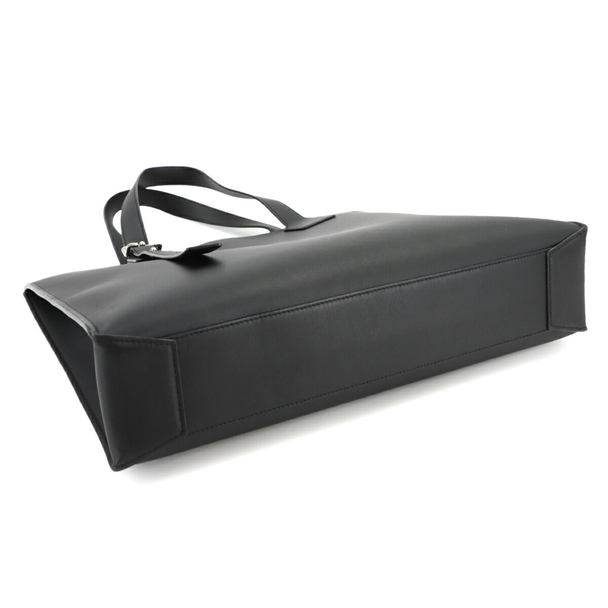 Buckle Horizontal Tote Bag Leather Black B692K96X04