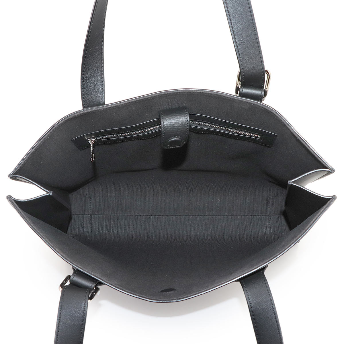 Buckle Horizontal Tote Bag Leather Black B692K96X04