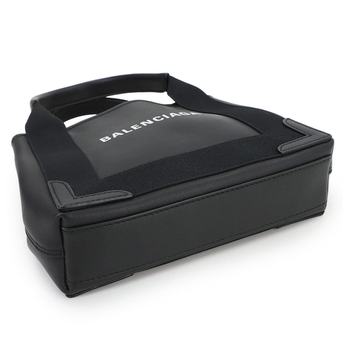 Navy XS Cabas Tote Shoulder Bag Leather Black 390346