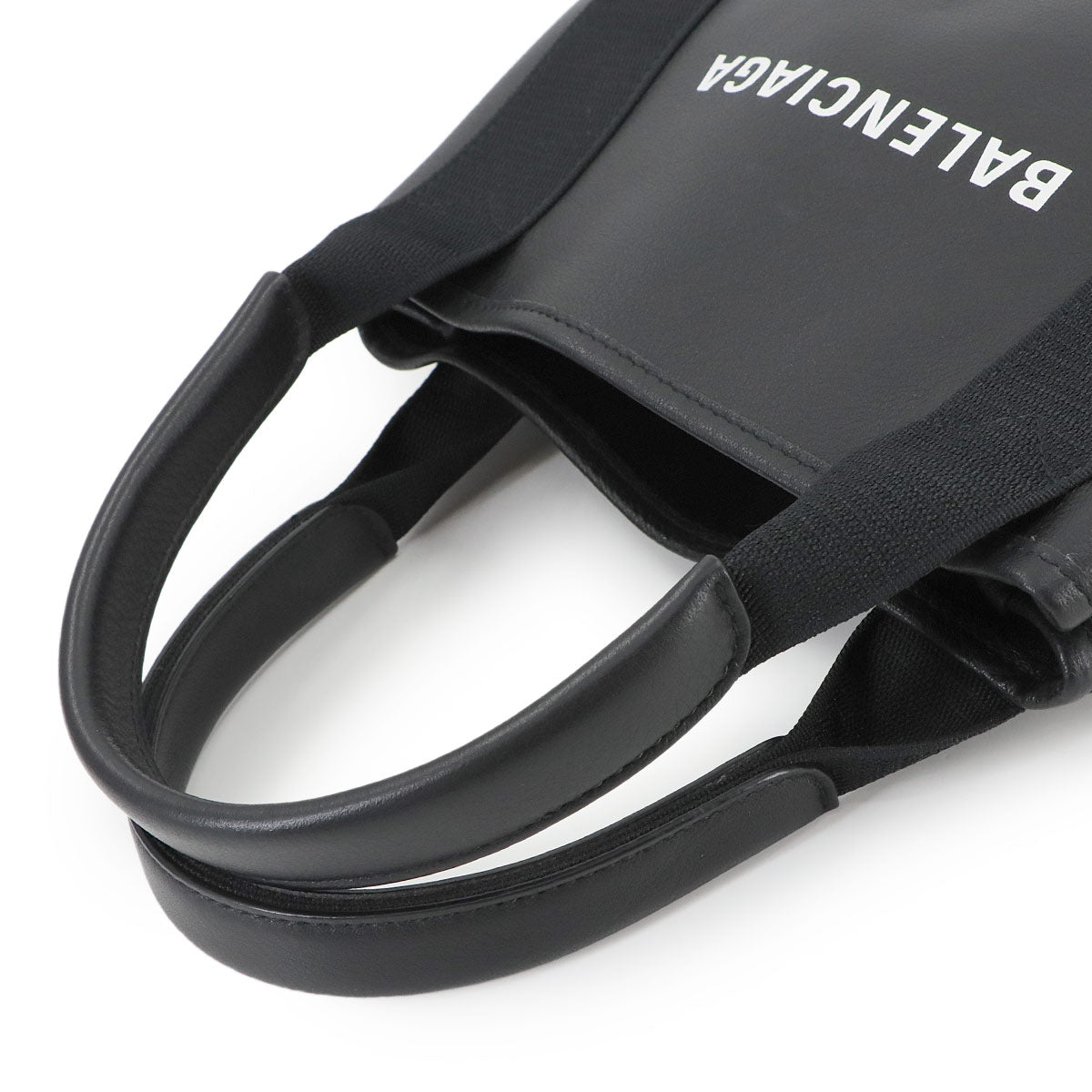 Navy XS Cabas Tote Shoulder Bag Leather Black 390346