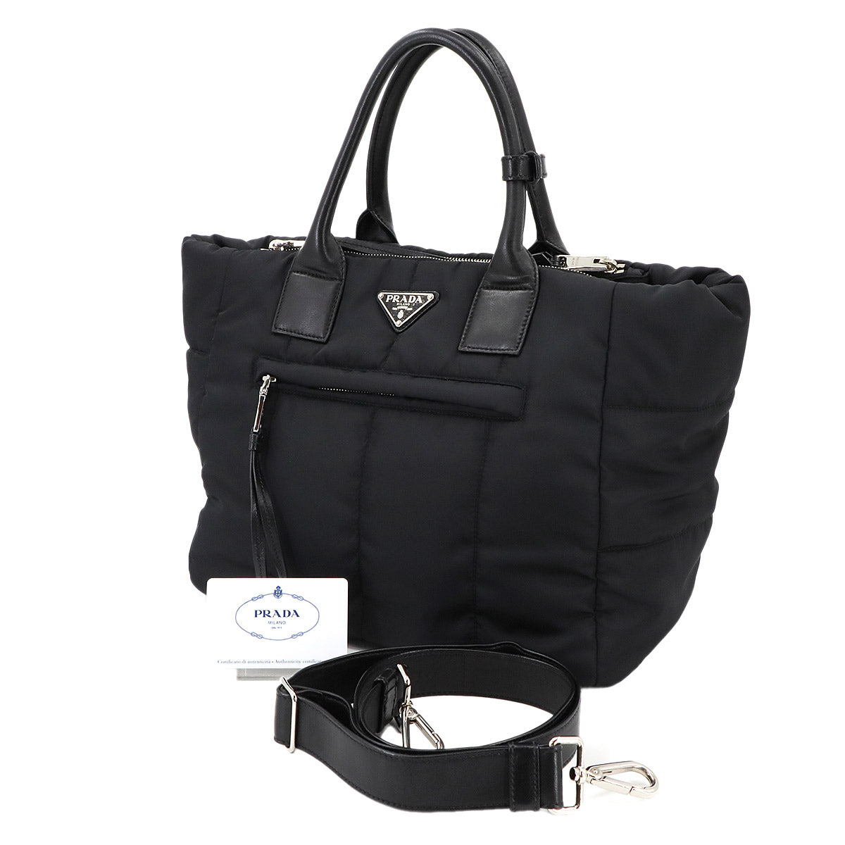 Bomber 2way Tote Shoulder Bag Nylon Leather Nero 1BG636