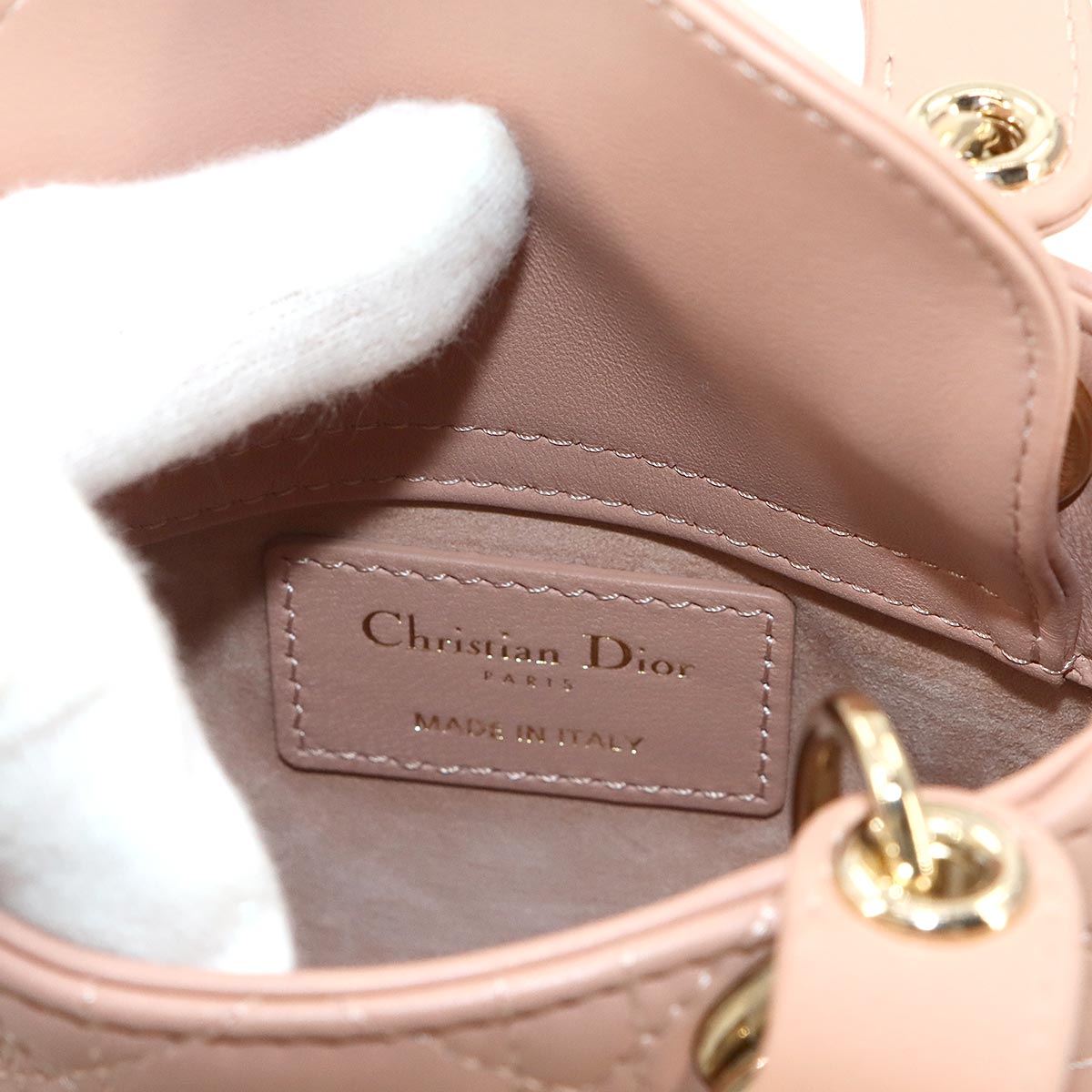 Lady Dior Micro Hand Shoulder Bag Leather Pink