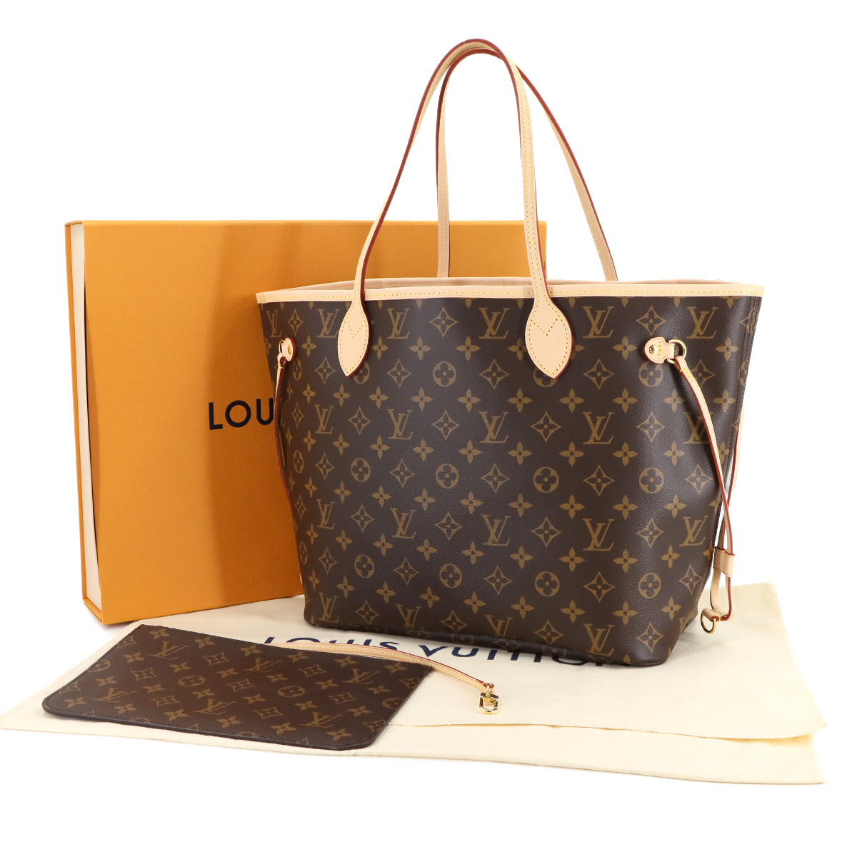 Monogram Neverfull MM Tote Bag Brown Cerise M46987