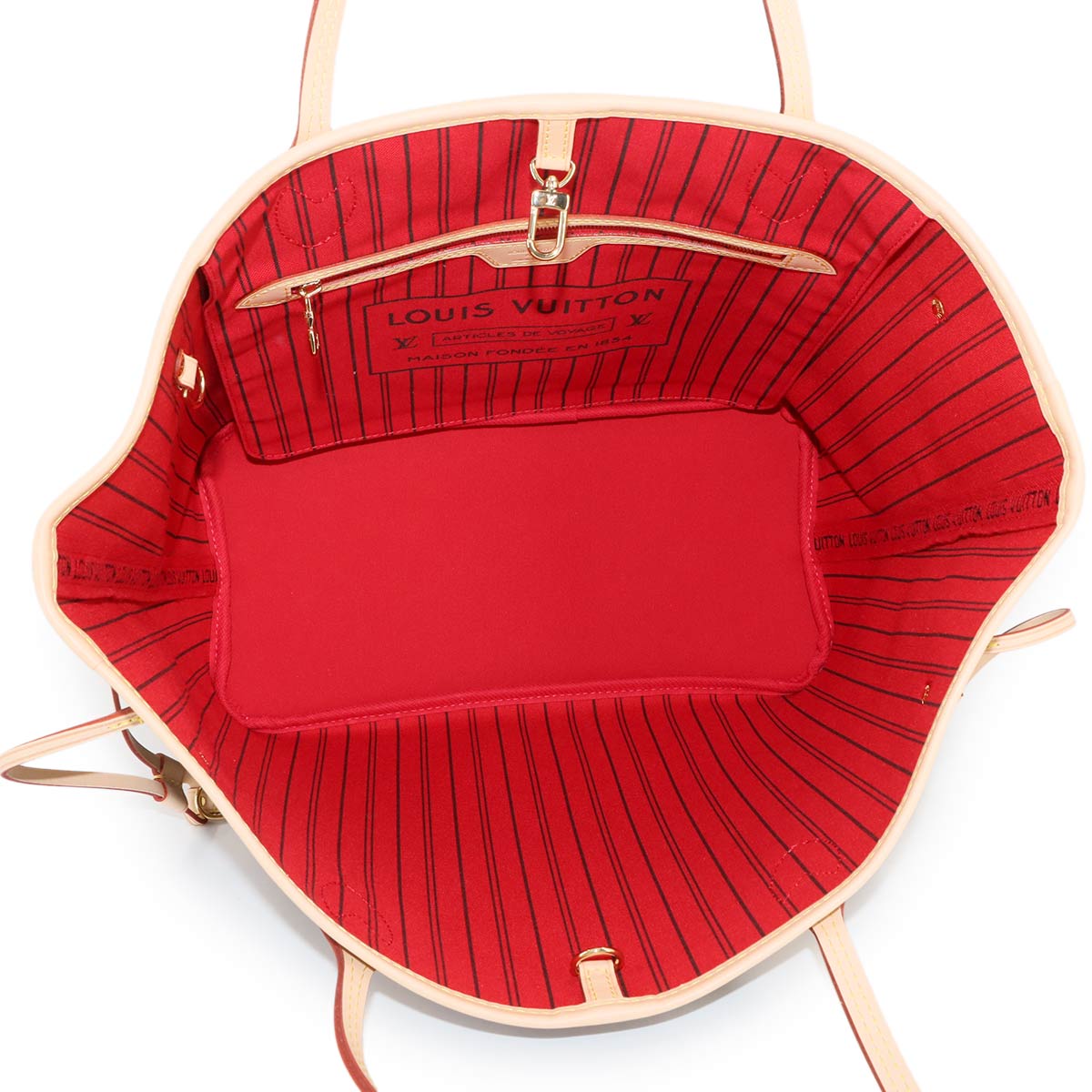 Monogram Neverfull MM Tote Bag Brown Cerise M46987