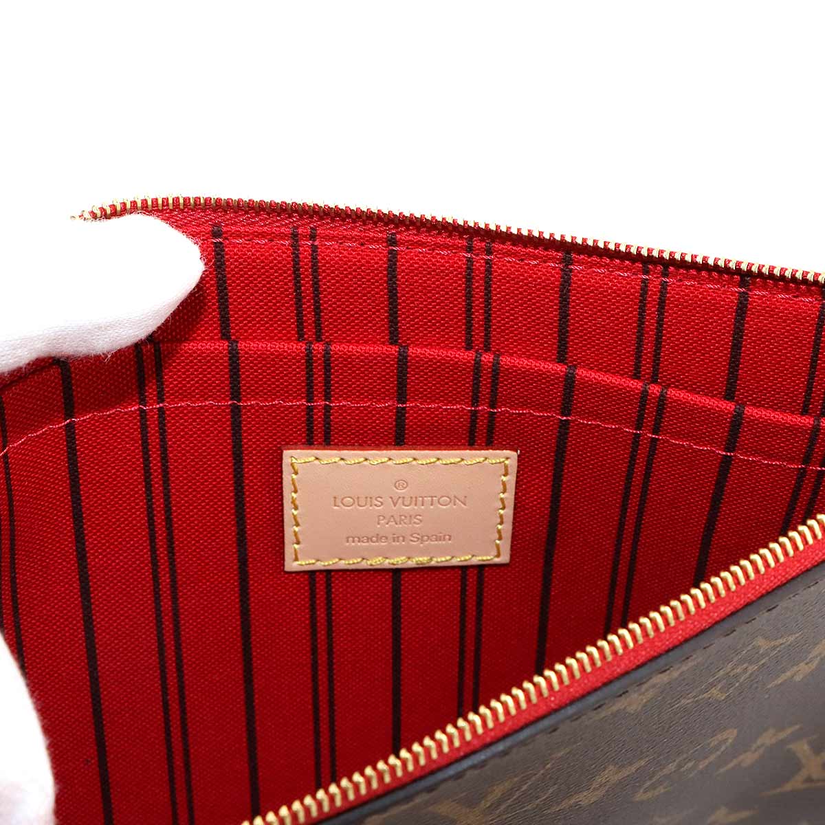 Monogram Neverfull MM Tote Bag Brown Cerise M46987