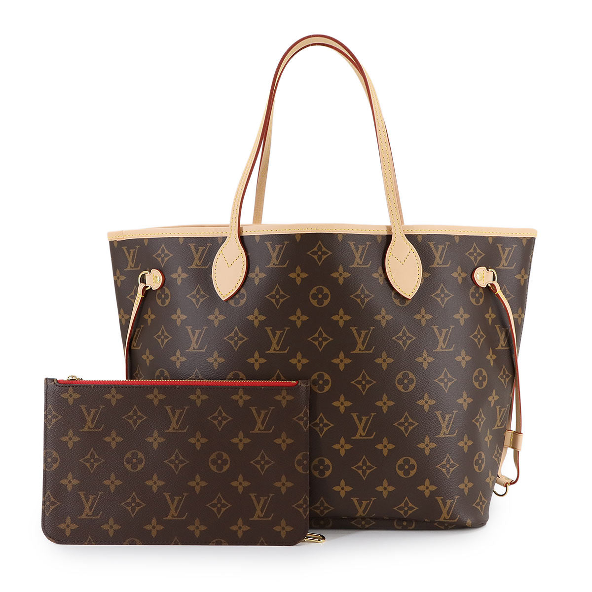 Monogram Neverfull MM Tote Bag Brown Cerise M46987