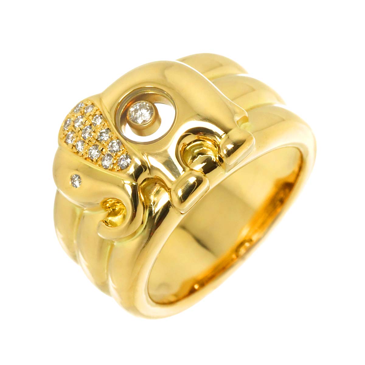 Happy Diamond elephant Ring 18K YG 750 Size6-6.25(US)