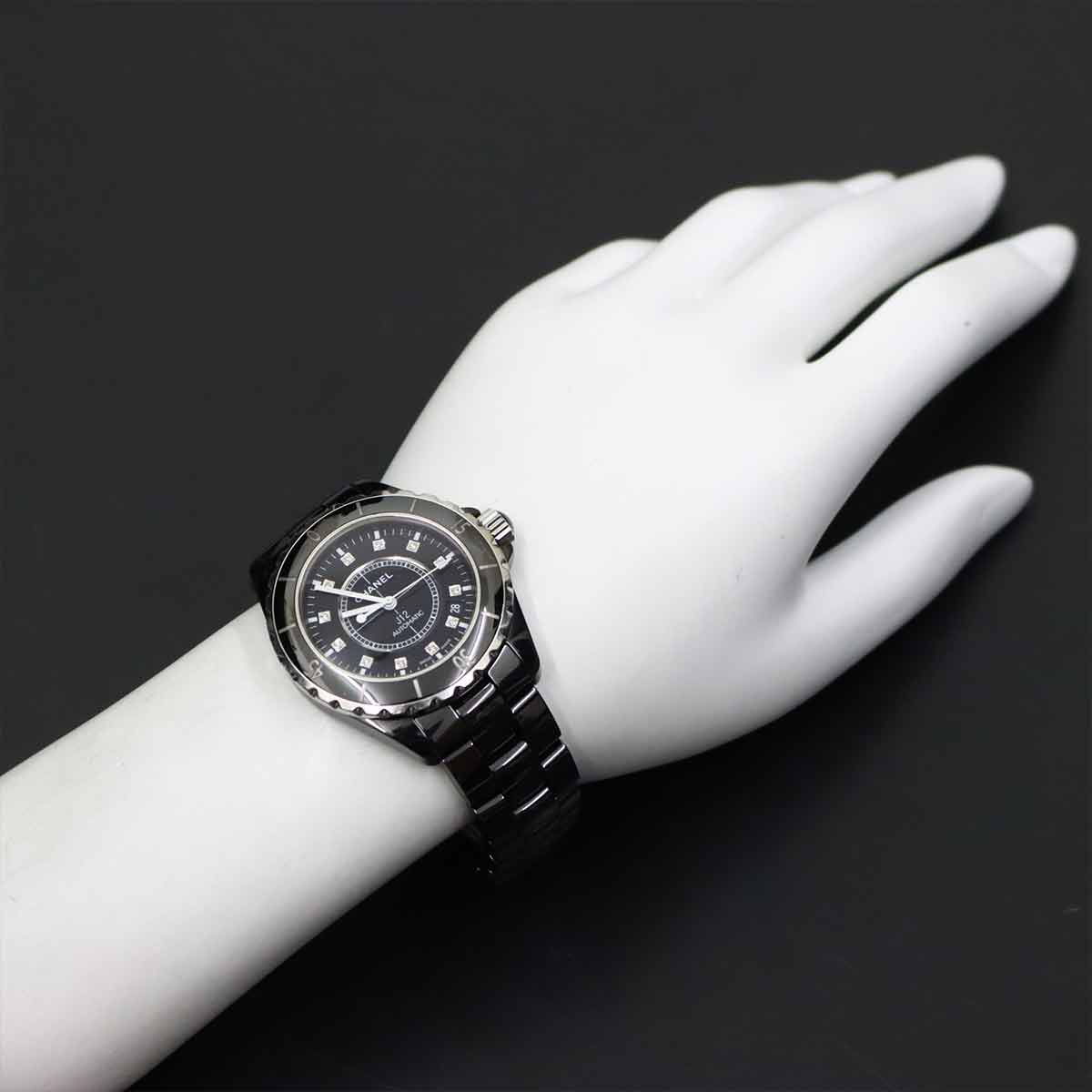 J12 H1626 38mm 12P Diamond Automatic Black Dial Mens Watch