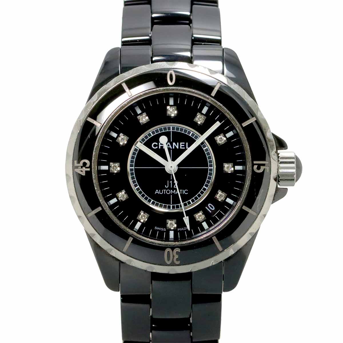 J12 H1626 38mm 12P Diamond Automatic Black Dial Mens Watch